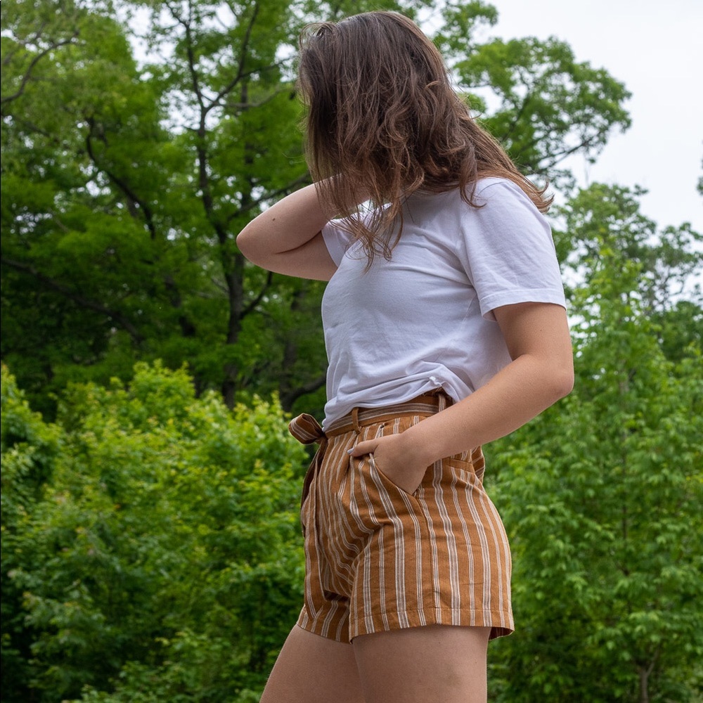 Stripped, high waisted tie bottoms